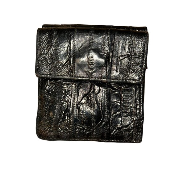 Vintage 100% eel Skin black wallet card bi fold coin holder - Picture 5 of 5